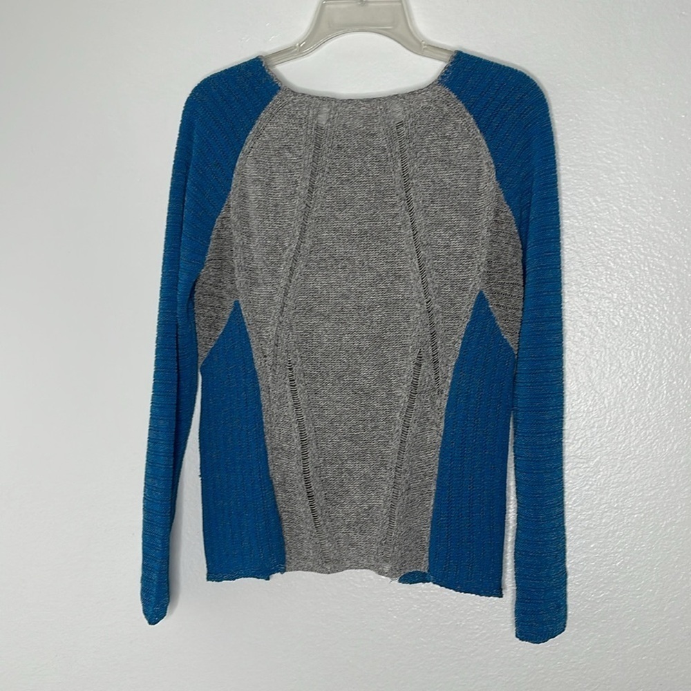 Helmut Lang Gray Blue Color Block Long Sleeve Swe… - image 7